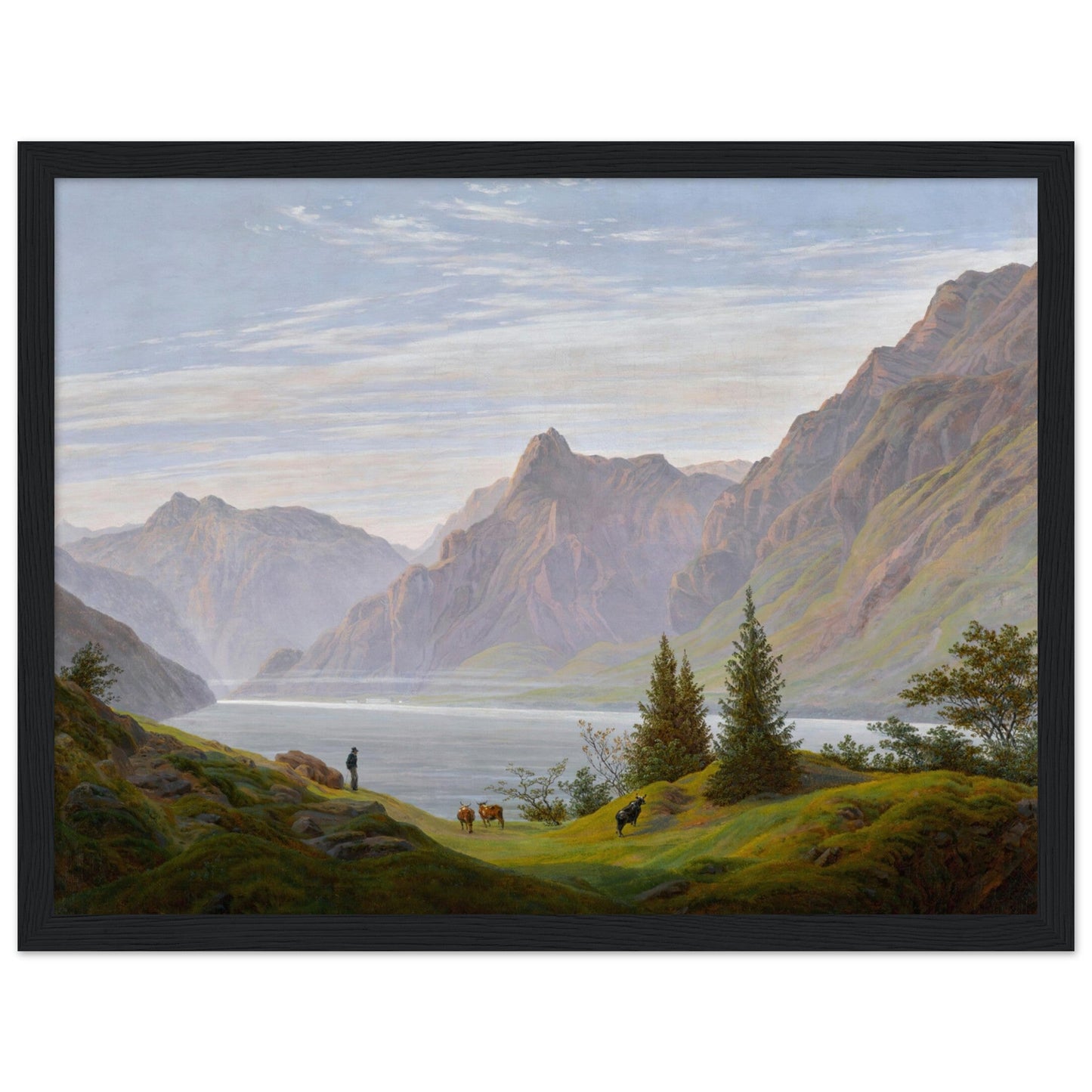 landscape with mountain lake, morning by Caspar David Friedrich - Print Material - Master's Gaze
