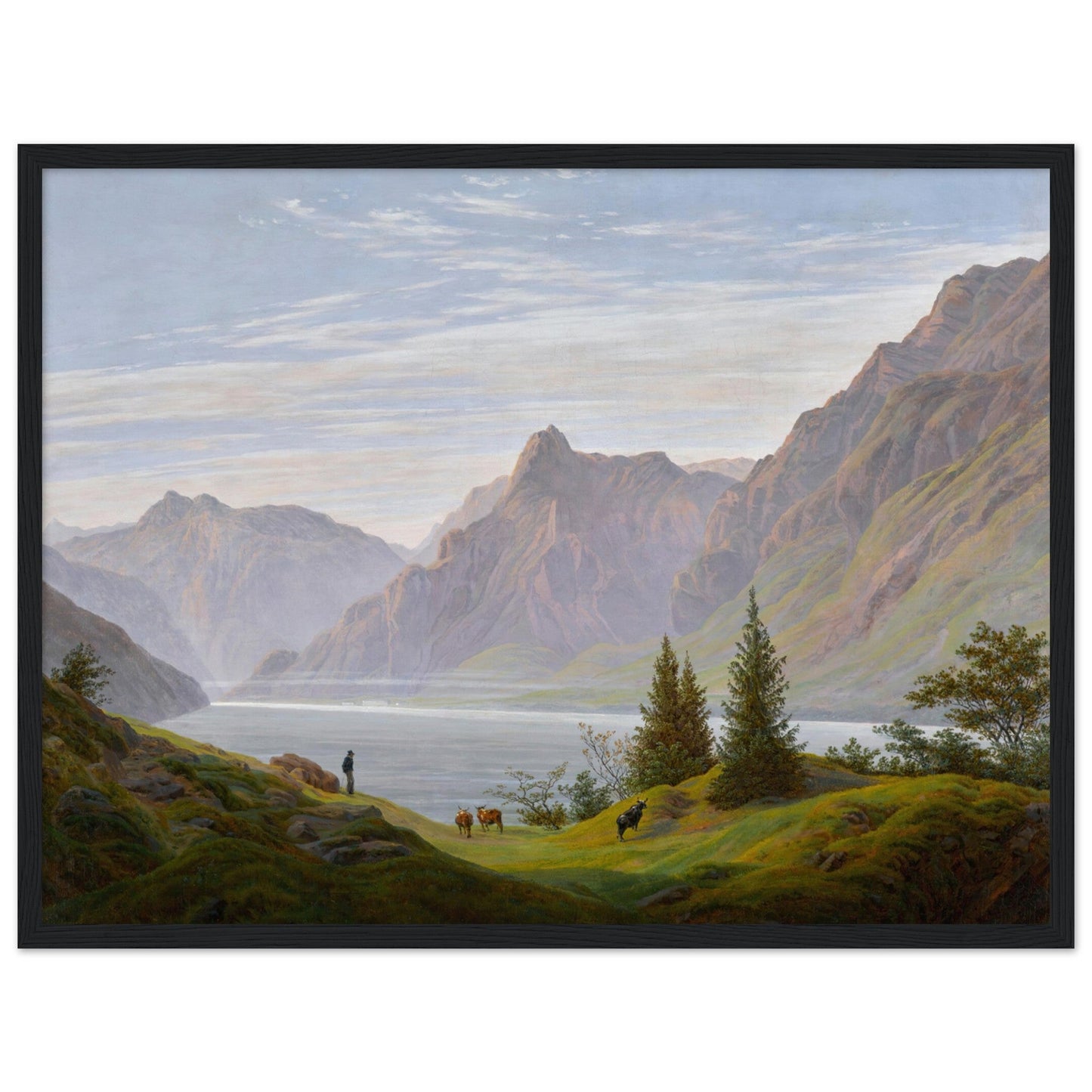 landscape with mountain lake, morning by Caspar David Friedrich - Print Material - Master's Gaze