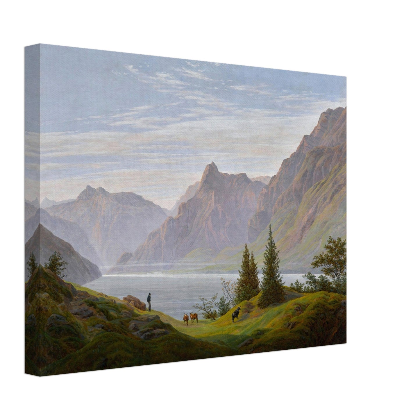 landscape with mountain lake, morning by Caspar David Friedrich - Print Material - Master's Gaze