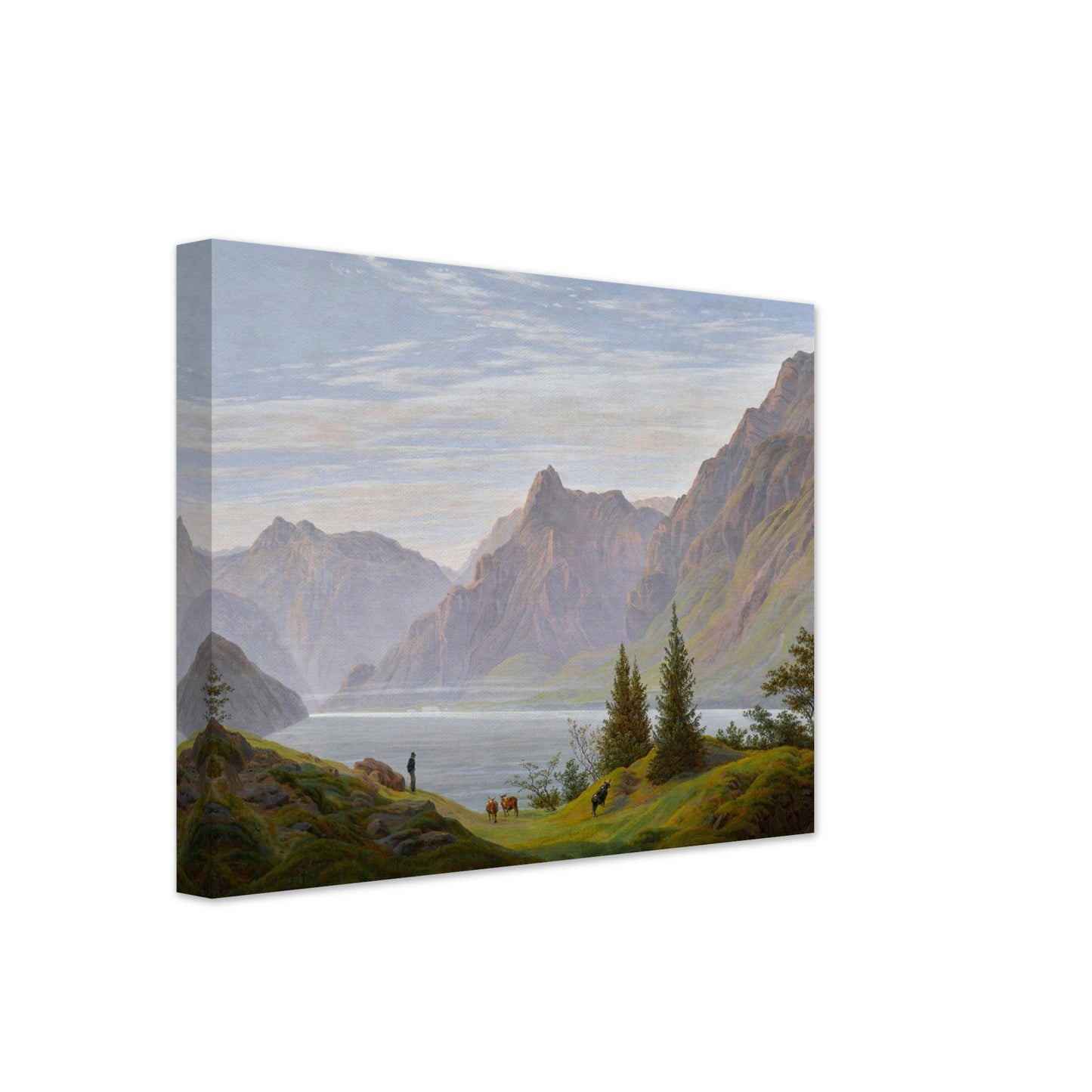 landscape with mountain lake, morning by Caspar David Friedrich - Print Material - Master's Gaze