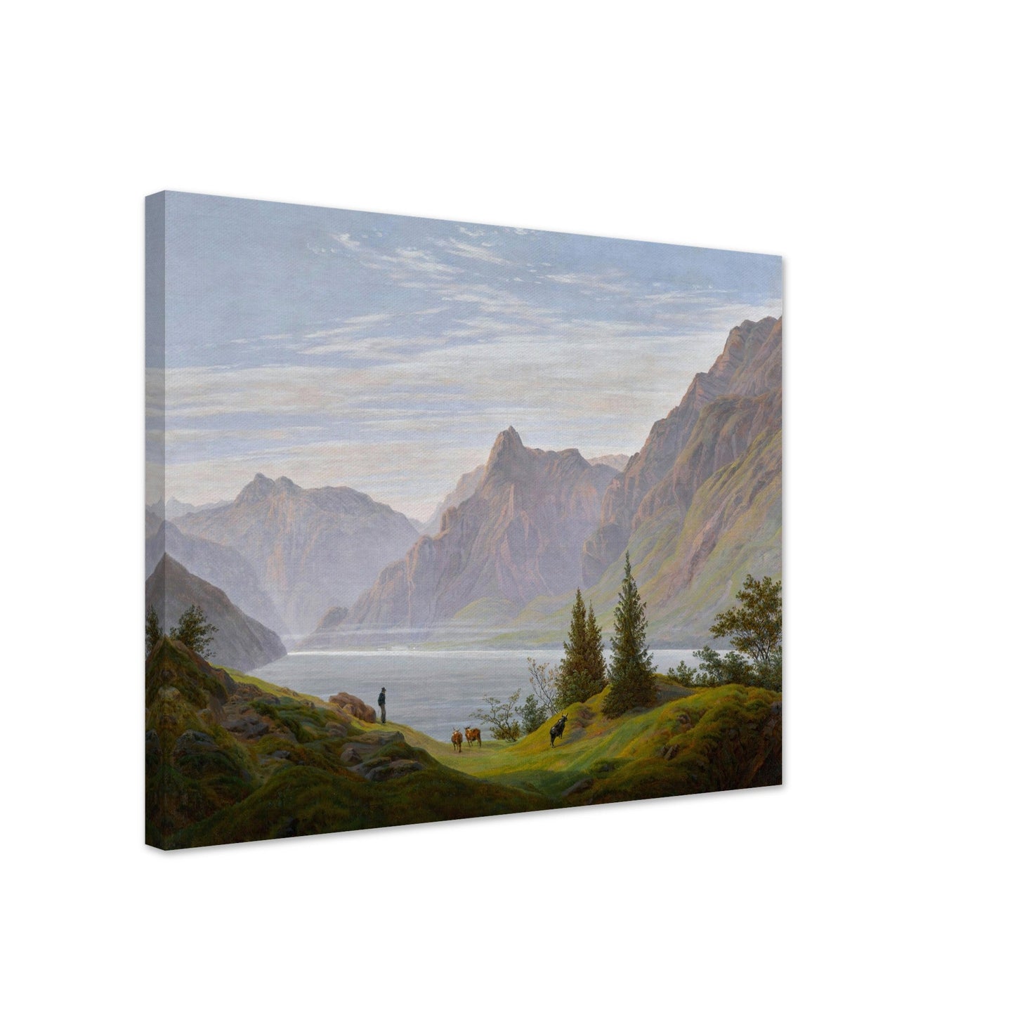 landscape with mountain lake, morning by Caspar David Friedrich - Print Material - Master's Gaze