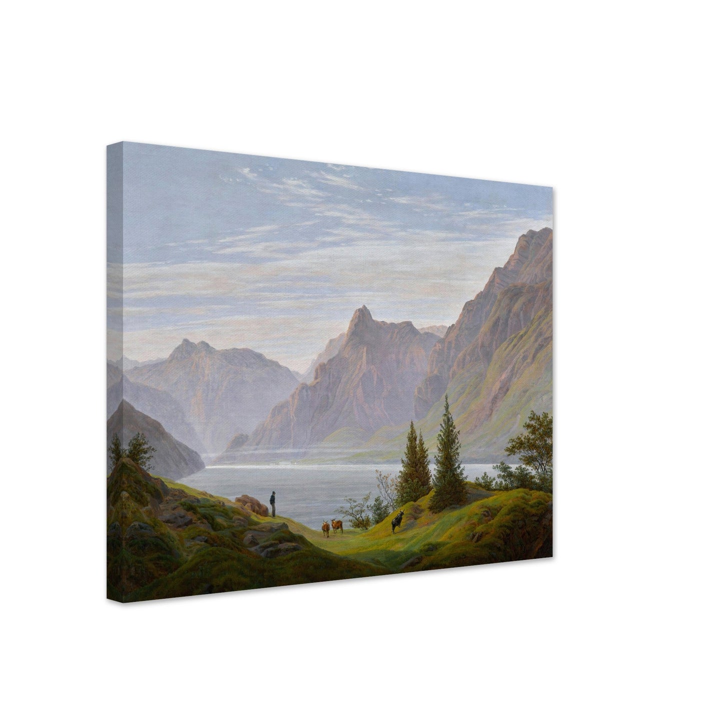landscape with mountain lake, morning by Caspar David Friedrich - Print Material - Master's Gaze