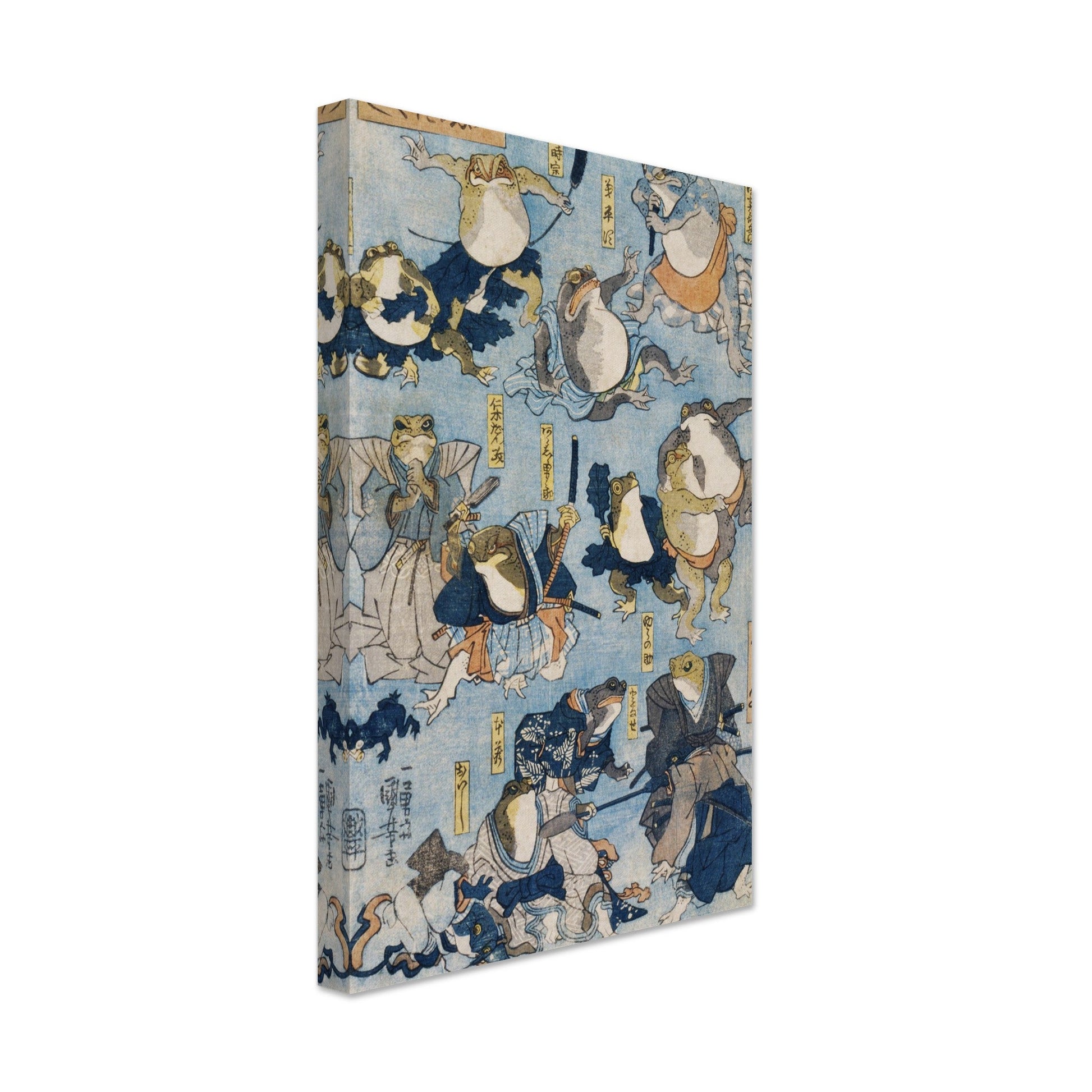 Famous Heroes of the Kabuki Stage Played by Frogs by Utagawa Kuniyoshi - Print Material - Master's Gaze