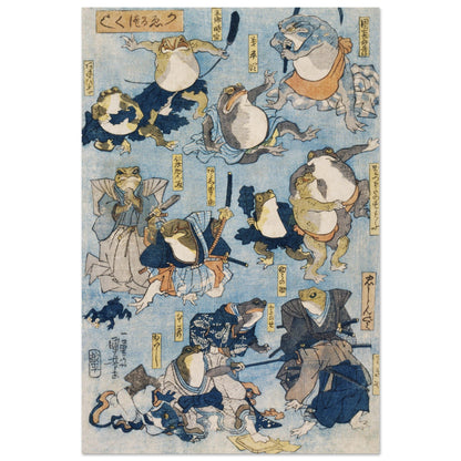 Famous Heroes of the Kabuki Stage Played by Frogs by Utagawa Kuniyoshi - Print Material - Master's Gaze