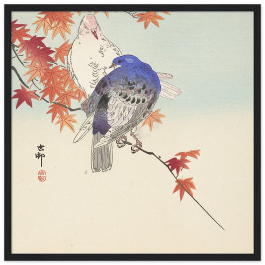 Two pigeons on autumnal branch (1900 - 1936) by Ohara Koson - Print Material - Master's Gaze